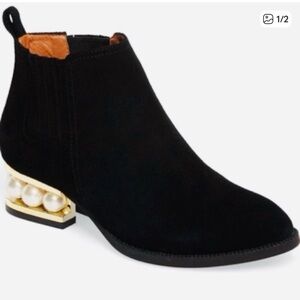 NWOT Jeffrey Campbell Black Ankle Boots with Gold and Pearl Heel